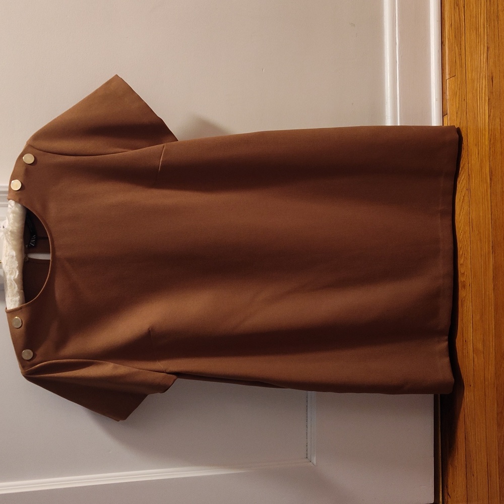 Zara Tan Short Sleeve Dress. XL.